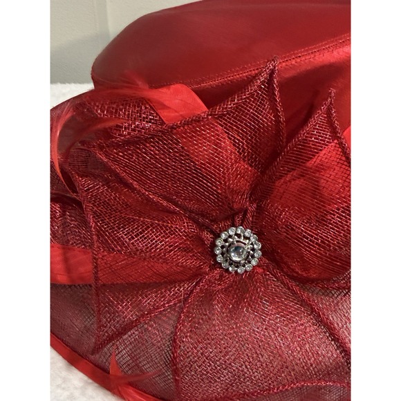 Plaza Suite New York Church Hat Vintage Red Organza‎ Large Bow Kentucky Derby main image 5
